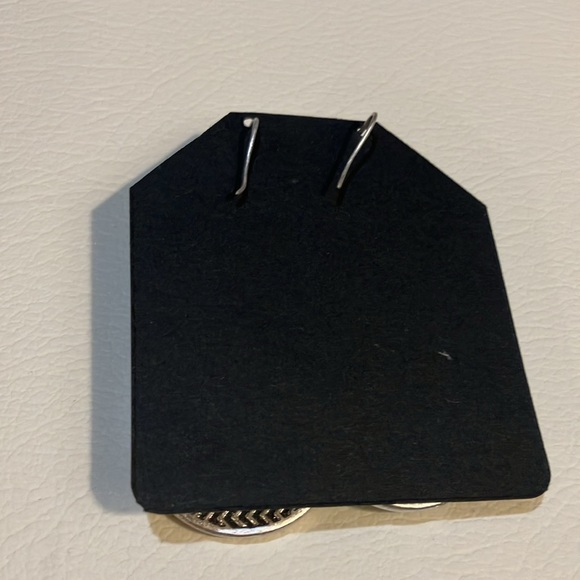 Teal and Silver Patterned Teardrop Earrings - Picture 2 of 3